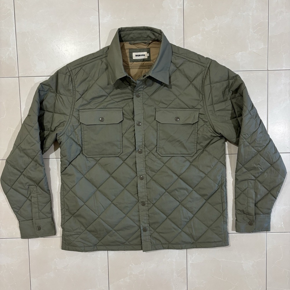 Taylor Stitch Quilted Vertical Jacket in Sage Green Size 44 Large Chore Coat